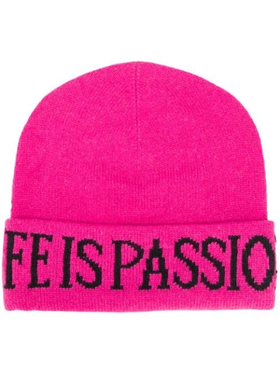 Shop Alberta Ferretti Life Is Passion Knitted Beanie In Pink