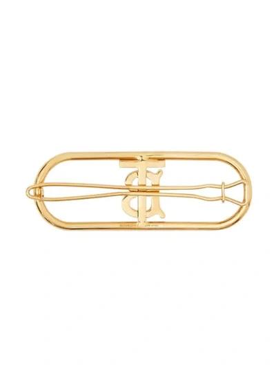 Shop Burberry Monogram-motif Hair Clip In Gold