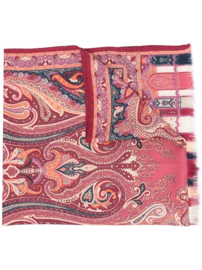 Shop Etro Paisley-print Cashmere-blend Scarf In Pink