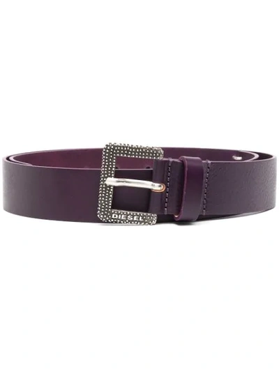 Shop Diesel Buckle-fastening Leather Belt In Purple