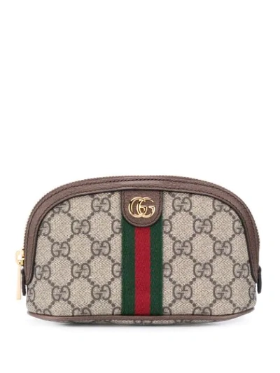 Shop Gucci Ophidia Gg Wash Bag In Brown