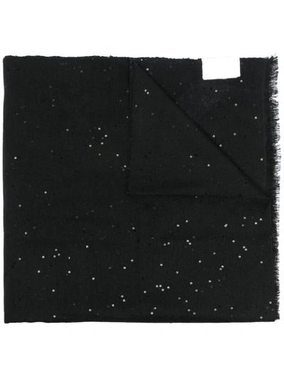 Brunello Cucinelli Sequin-embellished Cashmere-silk Blend Scarf In Black