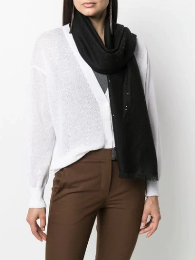 Brunello Cucinelli Sequin-embellished Cashmere-silk Blend Scarf In Black