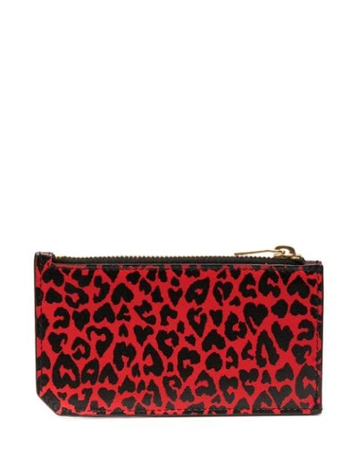 Shop Saint Laurent Leopard-print Purse In Red