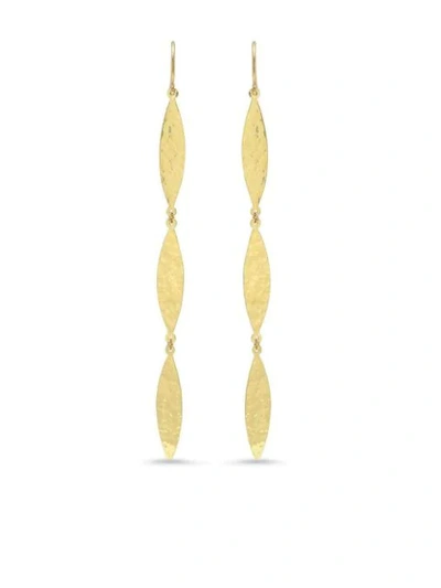 Shop Jennifer Meyer 18kt Yellow Gold 3 Hammered Marquise Drop Earrings
