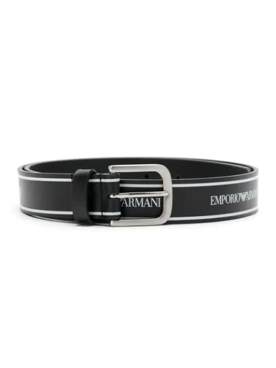 Shop Emporio Armani Logo Print Belt In Black