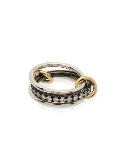 Shop Spinelli Kilcollin Petunia Stacked Diamond Ring In Silver