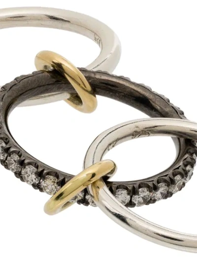 Shop Spinelli Kilcollin Petunia Stacked Diamond Ring In Silver