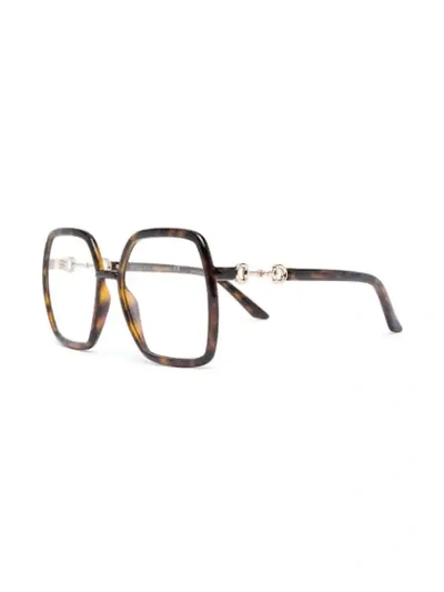 Shop Gucci Horsebit-detail Oversized Glasses In Brown