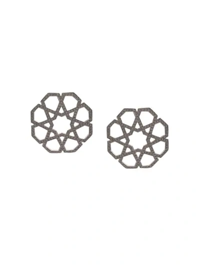 Shop Ralph Masri 18kt White Gold Diamond Geometric Earrings In Silver