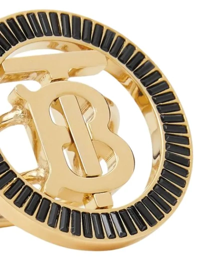 Shop Burberry Monogram Motif Crystal-embellished Ring In Gold