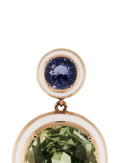 Shop Selim Mouzannar 18kt Rose Gold Gemma Green Tourmaline And Blue Sapphire Drop Earrings In Rosegold