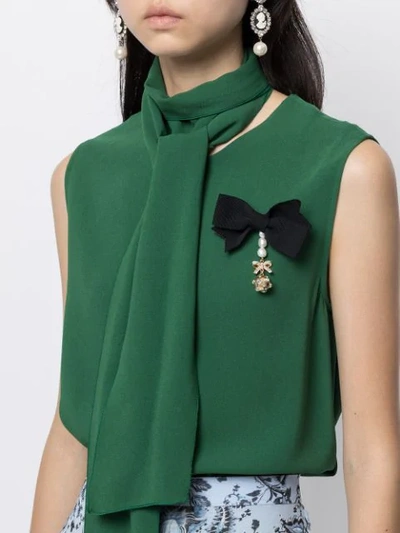 Shop Erdem Crystal-embellished Bow Brooche In Black