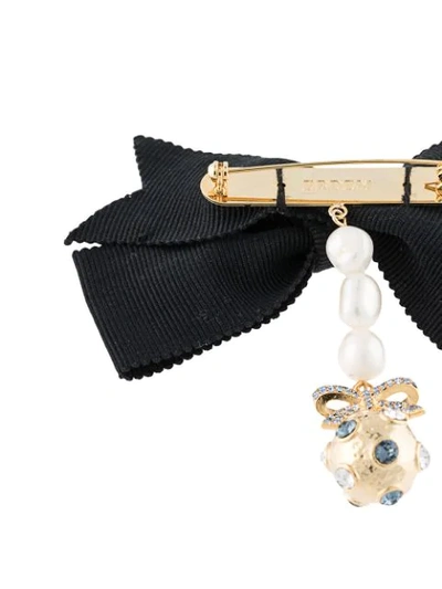 Shop Erdem Crystal-embellished Bow Brooche In Black