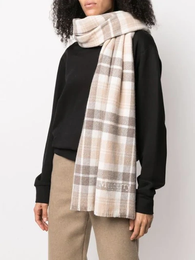 Shop Mulberry Check-print Scarf In Neutrals