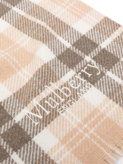 Shop Mulberry Check-print Scarf In Neutrals