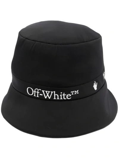 Shop Off-white Logo Print Rain Cap In Black