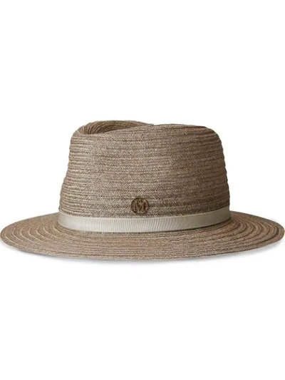 Shop Maison Michel Andre Woven Fedora Hat In Neutrals