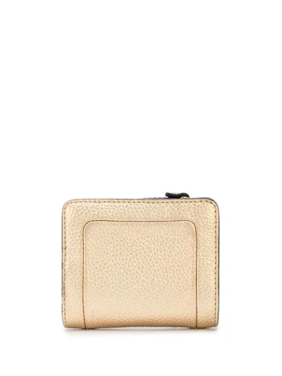 Shop Marc Jacobs The Metallic Textured Box Mini Compact Wallet In Gold