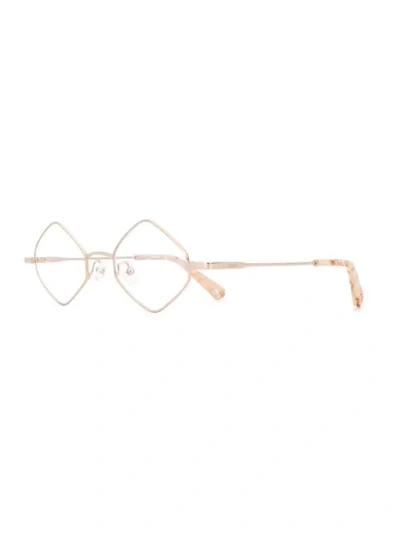 Shop Chloé Geometric-frame Logo Glasses In Gold