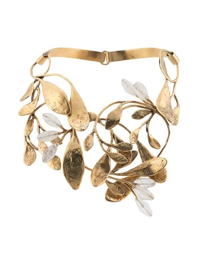 Shop Goossens Structured Leaf Construct Necklace In Gold