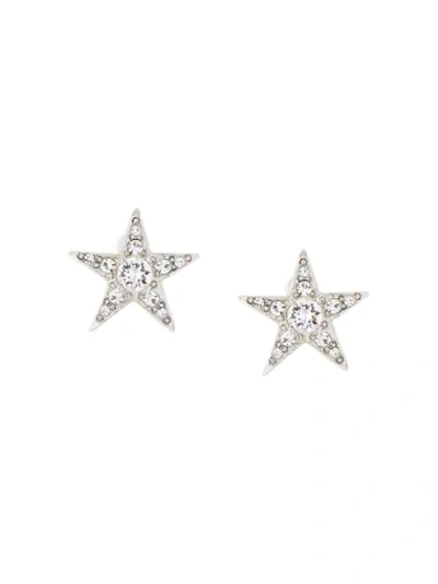 Shop Oscar De La Renta Crystal-embellished Star Earrings In Silver