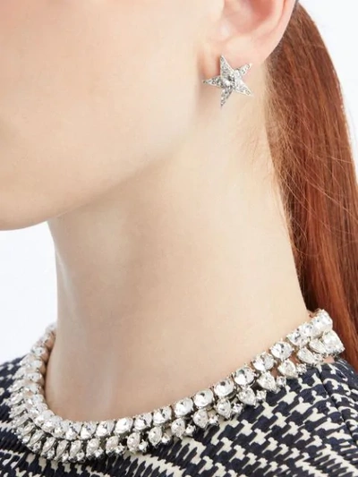 Shop Oscar De La Renta Crystal-embellished Star Earrings In Silver