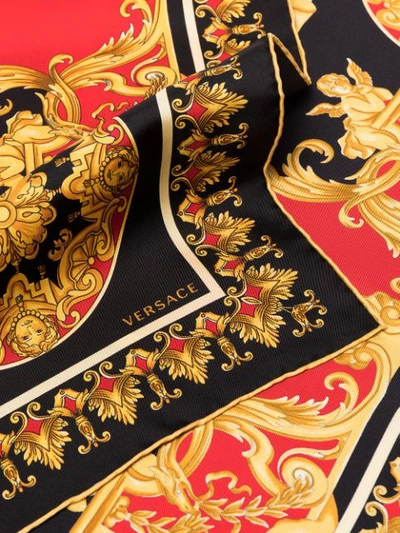 Shop Versace Baroque Print Silk Scarf In Black