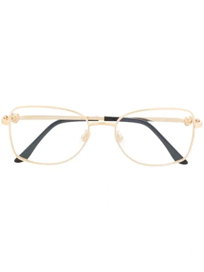 Shop Cartier Square Frame Glasses In Gold