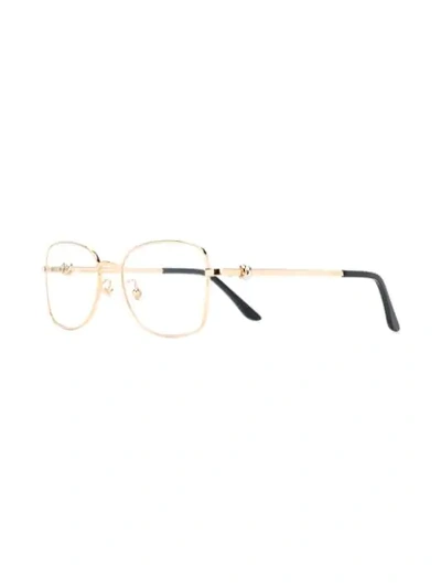 Shop Cartier Square Frame Glasses In Gold