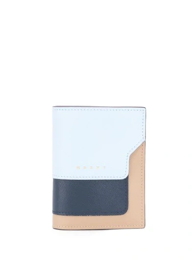 Shop Marni Colour-block Mini Wallet In Blue