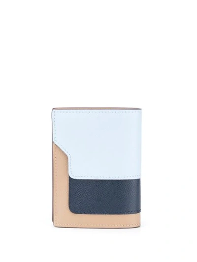 Shop Marni Colour-block Mini Wallet In Blue