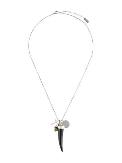 Shop Saint Laurent Multi-charm Necklace In Silver