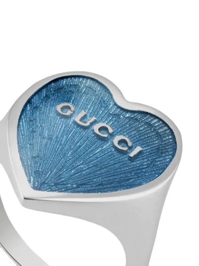 Shop Gucci Heart Logo Ring In Silver