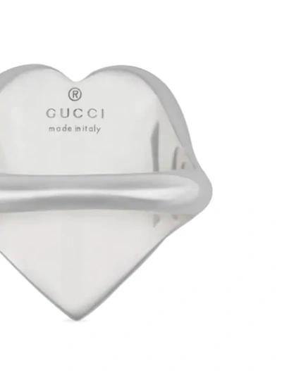 Shop Gucci Heart Logo Ring In Silver