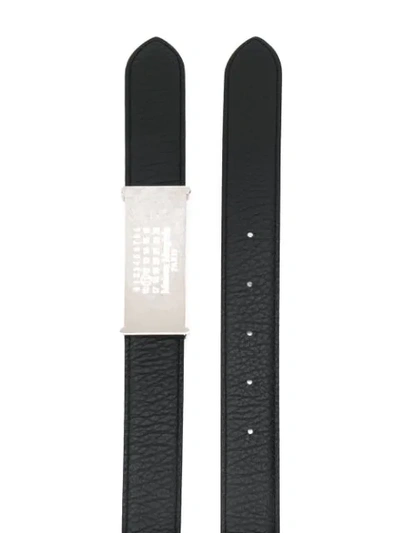 Shop Maison Margiela Logo Calf Leather Belt In Black