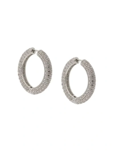 Shop Numbering Pavé Hoop Earrings In Silver
