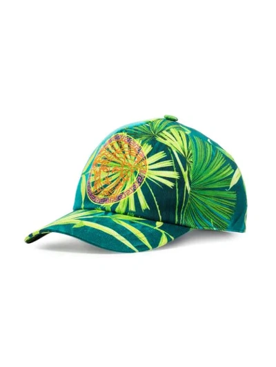 Shop Versace Medusa-embroidered Jungle Print Baseball Cap In Green