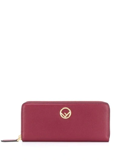 Shop Fendi Continental Leather Wallet In Red