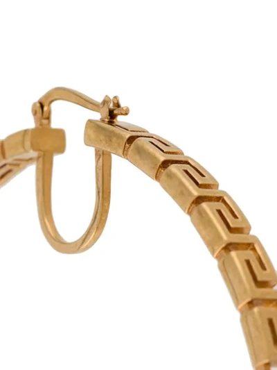Shop Versace Grecamania Hoop Earrings In Gold