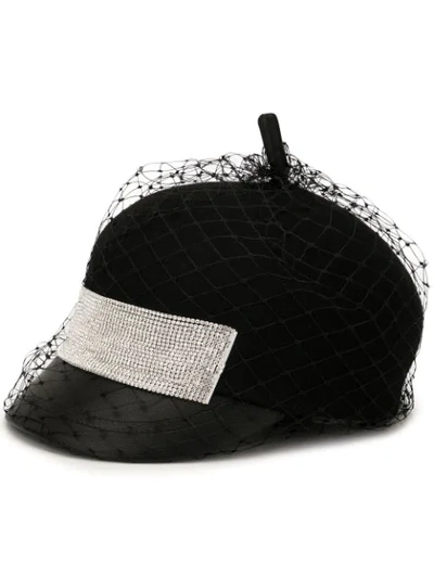 Shop Venna Painter Net-overlay Felt Hat In Black