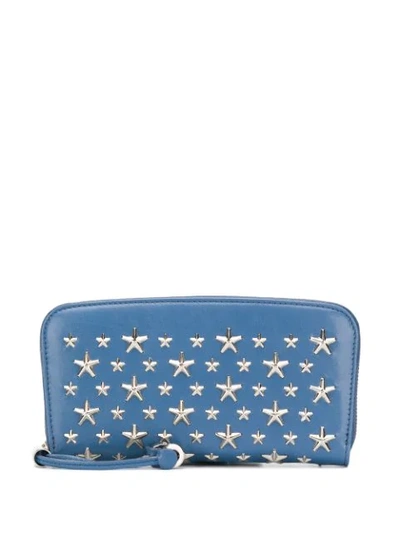 Shop Jimmy Choo Filipa Star-studded Long Wallet In Blue