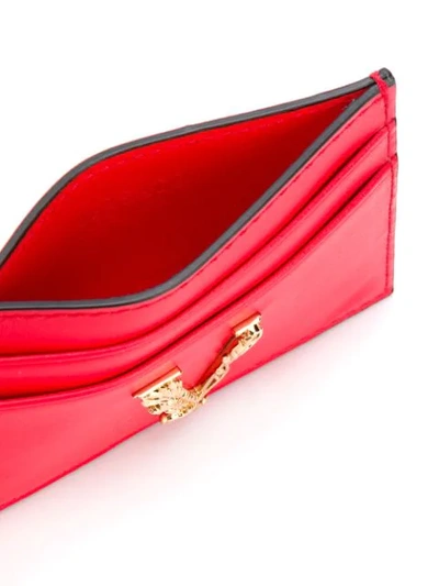 Shop Versace V Plaque Cardholder In Red