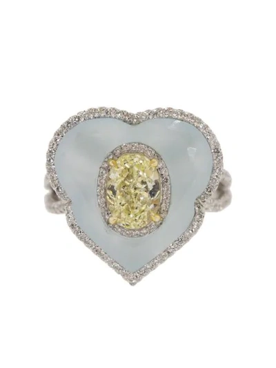Shop Saboo Fine Jewels 18kt White Gold Diamond Aquamarine Saboo Ring In Whtgld