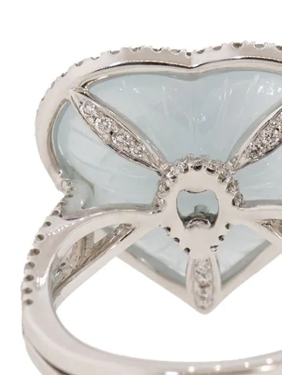 Shop Saboo Fine Jewels 18kt White Gold Diamond Aquamarine Saboo Ring In Whtgld