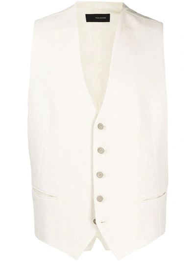Shop Tagliatore Brian Fitted Waistcoat In White