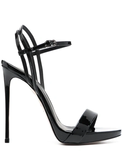 Shop Le Silla Gwen Patent-leather Stiletto Sandals In Black