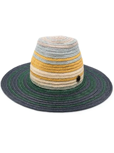 Shop Maison Michel Stripe-pattern Hemp Hat In Neutrals
