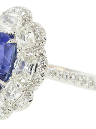 Shop Saboo Fine Jewels 18kt White Gold Sapphire Diamond Ring In Whtgold