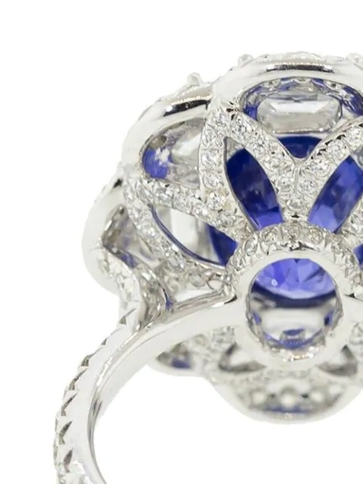 Shop Saboo Fine Jewels 18kt White Gold Sapphire Diamond Ring In Whtgold